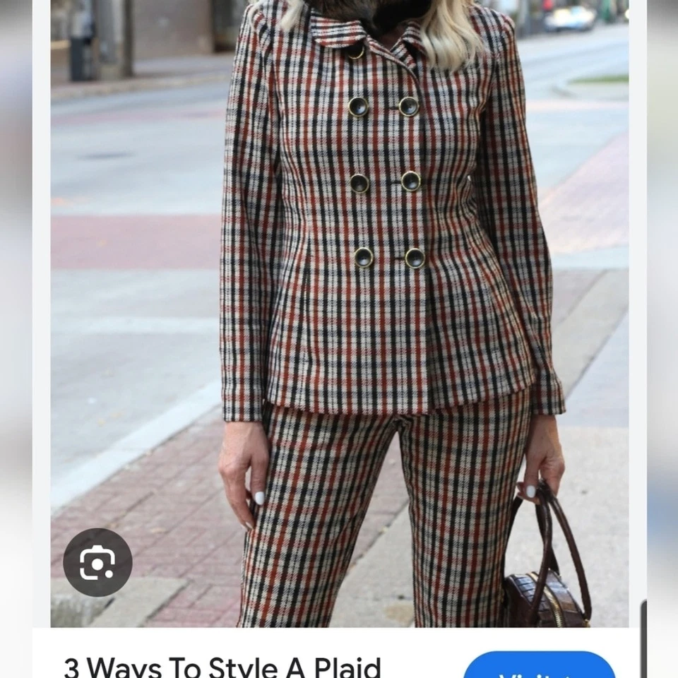 Conjunto de traje para mujer Cabi a cuadros - negro, rojo, blanco talla M Foto 3 de 4