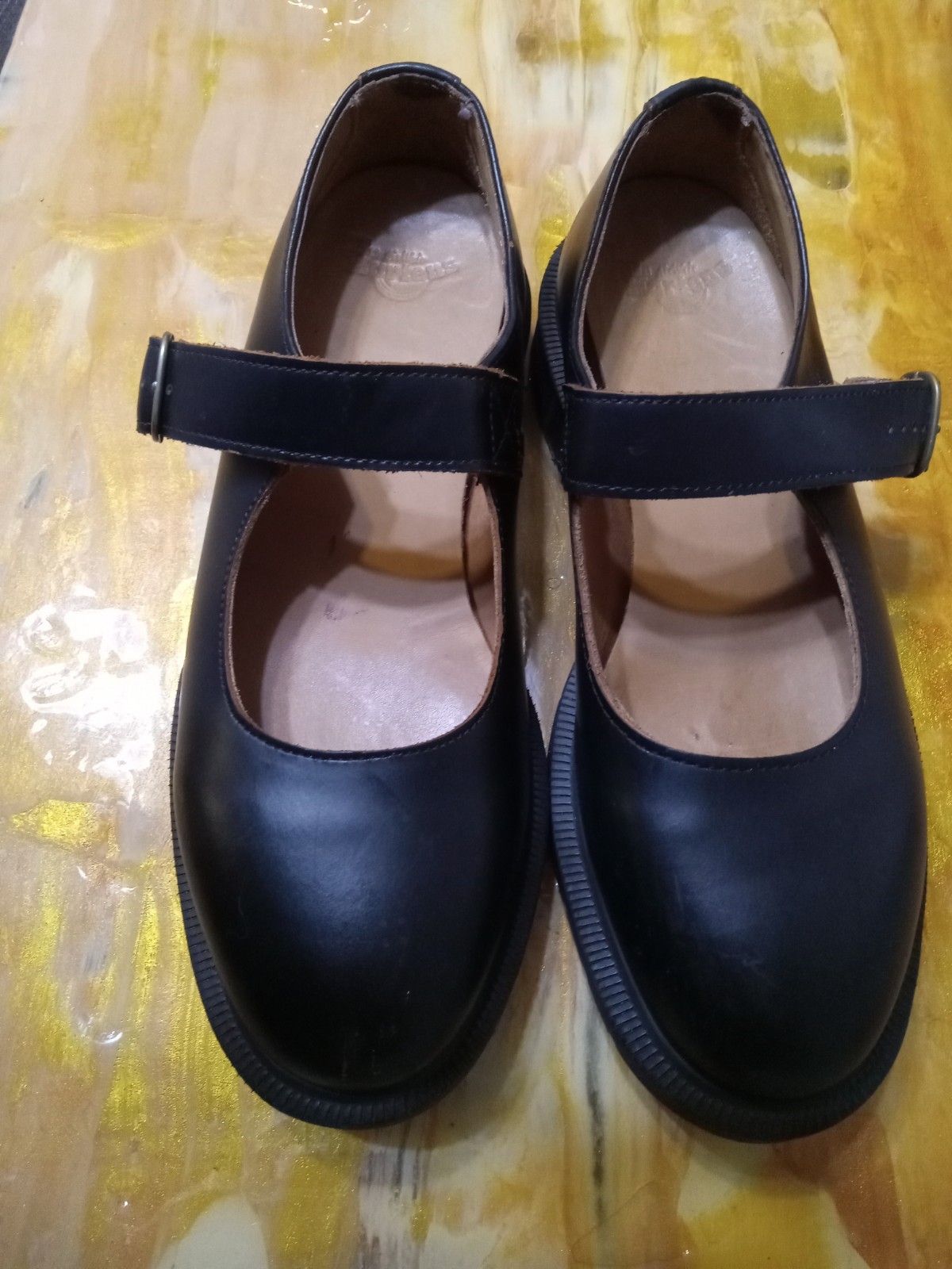 Retro Style Dr. Martens Indica Mary Jane Black Leather Shoes Women's Size 8 Rare