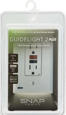 SnapPower GuideLight 2 PLUS 1-Gang GFCI Wall Plate, White O1GL-FWH-SP2