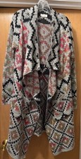 Pre-Owned Elan Medium Aztec Print Long Sleeve Open Front Cardigan