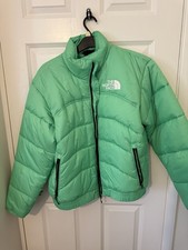 The North Face Men’s Green Puffer Jacket M Regular Full Zip Pockets Stand-Up