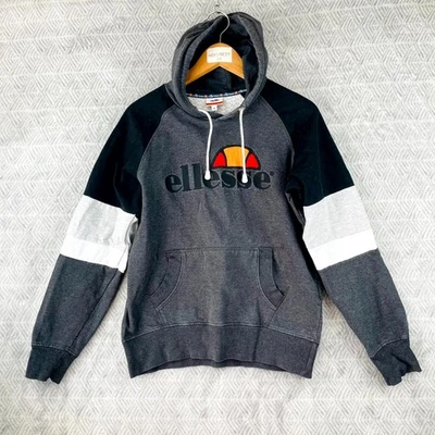 Ellesse Sweat Capuche Homme M Noir Gris Colorblock Logo Streetwear Enfiler - Photo 1/4