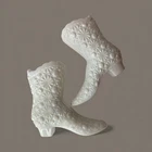Fenton Daisy and Button Milk Glass Boot Pair