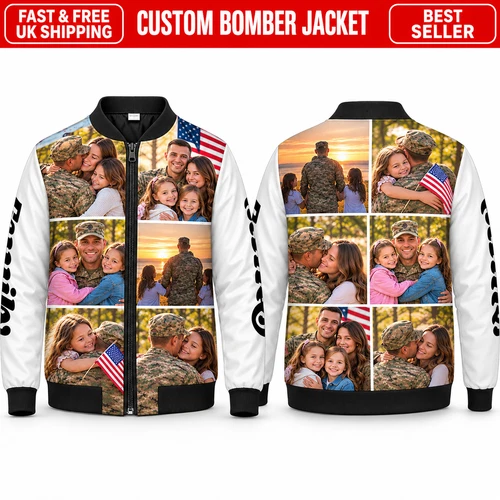 Personalised Army Family Bomber Jacket Custom Military Photo Gift - product listing photo