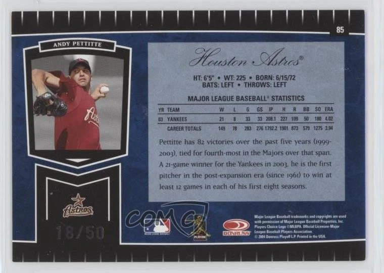 2004 Leaf Certified Cuts Marble Blue /50 Andy Pettitte #85 - Image 2 of 2