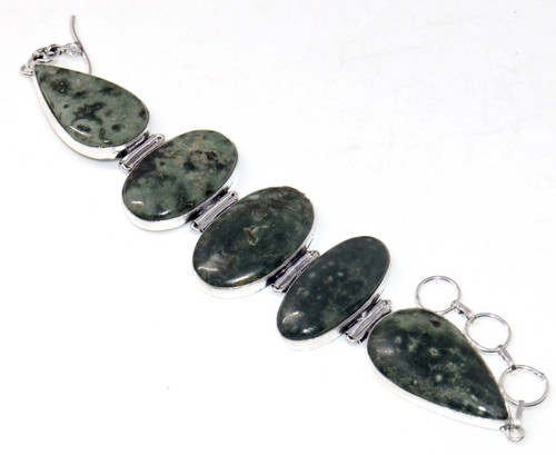 Pretty Ocean Jasper 925 Silver Plated Bracelet 8.5" Amazing Gift GW