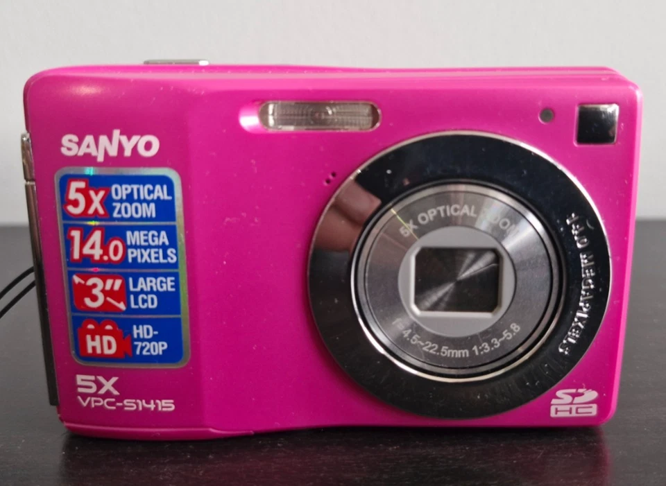 Sanyo VPC-51415 14MP digital camera Pink | Takes 2 AA Batteries | Ex. Condition - Image 3 of 4