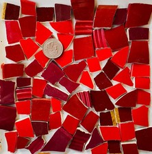 Mosaic Art and Craft Supplies Bright Brushstroke Red Broken Stoneware Tiles F400