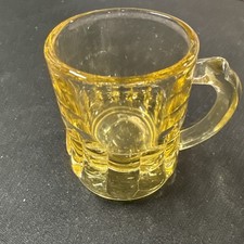 Federal Glass Small Mini Mug Beer Stein Shot Glass Amber / Yellow  2" High