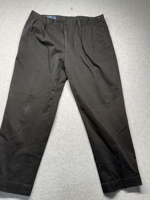 Polo Ralph Lauren Pleated Cotton Straight Leg Pants Men's 38 Black Casual
