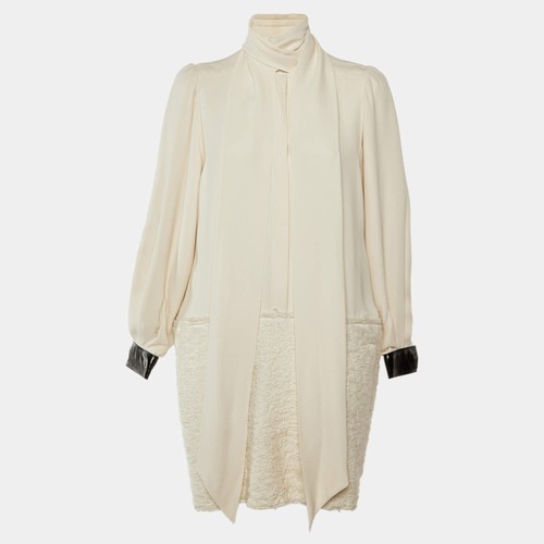 Celine Cream Silk Wool Mini Dress M