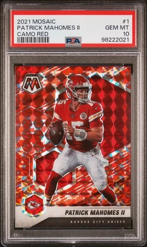 2021 Panini Mosaic PATRICK MAHOMES Camo Red PRIZM Color Match #1 PSA 10 GEM