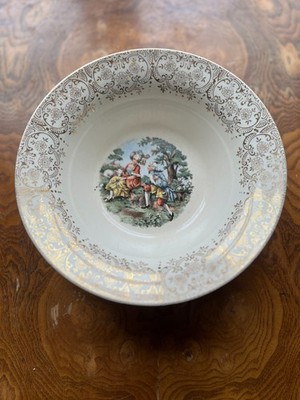Vintage Sebring Pottery Chantilly Serving Bowl 22K Gold Trimmed T-S284