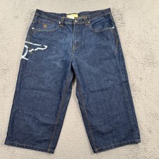 Rocawear Denim Shorts Mens 40 Oversized Baggy Wide Leg Streetwear HipHop Logo