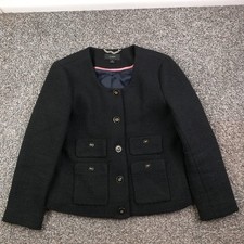 J Crew Blazer Lady Jacket Maritime Tweed Wool Blend Black Womens 8 275
