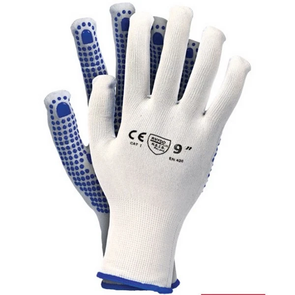 10 Paar Arbeitshandschuhe weiß mit Noppen Noppenhandschuhe Gr 9 (0,84 EUR/Stk.) - Bild 1 von 1