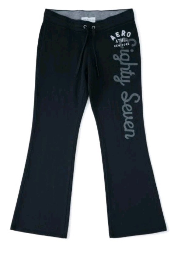 Vtg Y2K Aeropostale Sweatpants Dark Grey Flared Baggy Wide Leg Drawstring! L