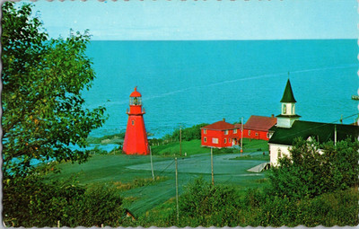 Postcard Lighthouse Gaspé Peninsula La Martre Quebec Canada Chrome Unposted