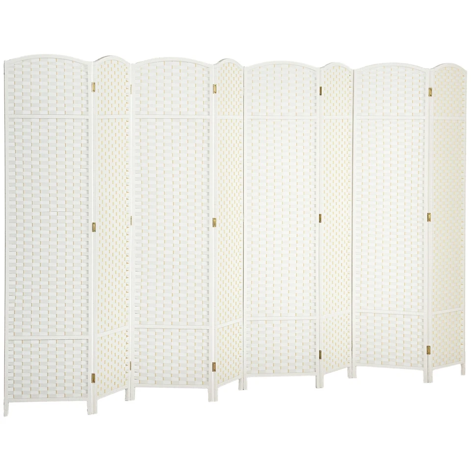 8 Panel Room Divider Freestanding Folding Privacy Screen White - Image 3 of 4