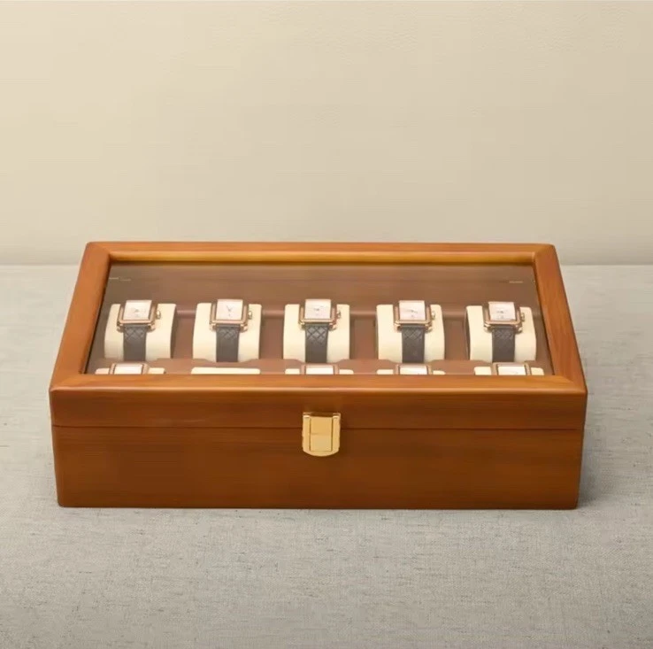 Caja de reloj de madera de 10 ranuras de alta calidad - vitrina y almacenamiento de lujo para reloj Foto 2 de 4