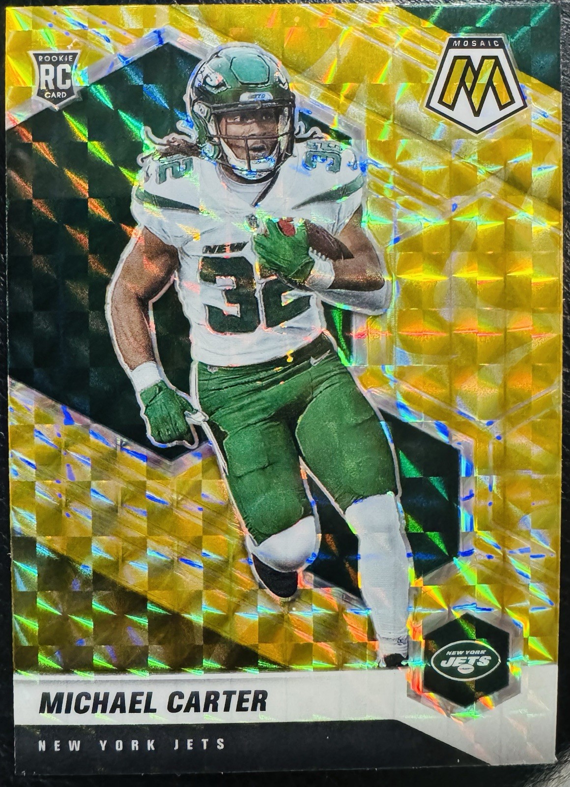 2021 Panini Mosaic Mosaic Reactive Yellow #335 Michael Carter Jets