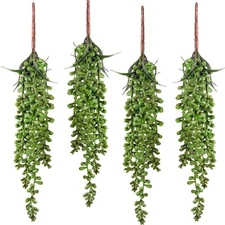 4 PCS Artificial Hanging Succulents, Unpotted, Faux String of Pearls Plant