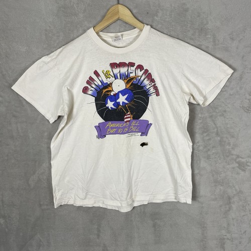 Vintage 1988 Bloom County Bill the Cat for President Tshirt America is ill 80s