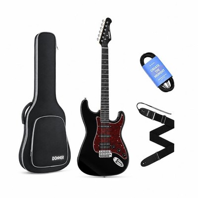 Donner DST-200 E-Gitarre Set 39 Zoll HSS ST Ritter-Schwar inkl. Tasche