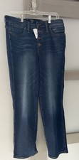 J Crew Jeans Womens 31 Blue Vintage High Rise Straight Jeans Button Fly NWT 