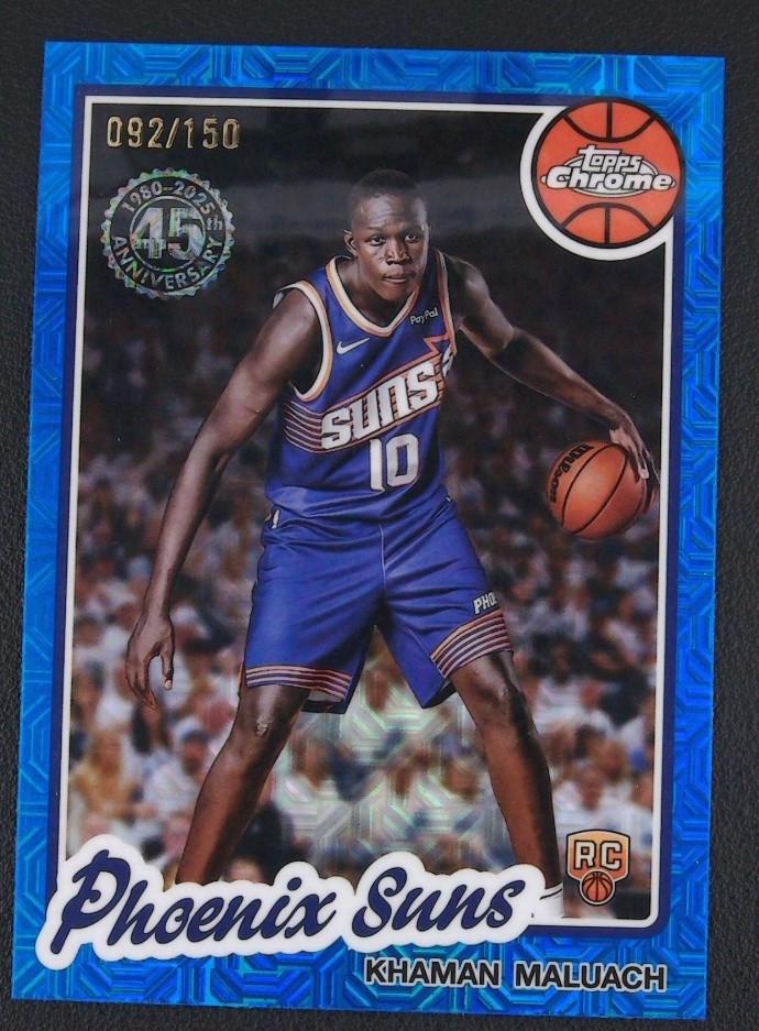 Khaman Maluach 2025-26 Topps Chrome NBA Basketball 45th Blue Mojo RC 092/150