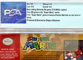 Super Mario 64 Nintendo 64 N64 1999 CIB PSA Graded 9.0 + Shrink Wrap & Hang Tab