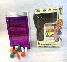Vintage AMSCO 1960s Toy Refrigerator Freezer With Play Food NEW IN BOX 