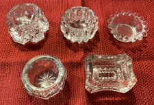 Five Crystal Glass Salt & Pepper Holders as shown