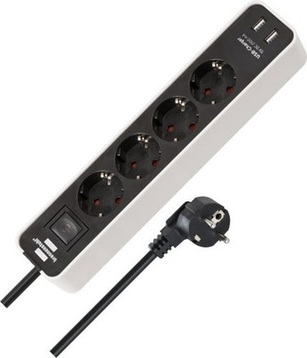 Brennenstuhl Ecolor USB 4-fach, 2x USB, mit schalter schwarz/weiß
