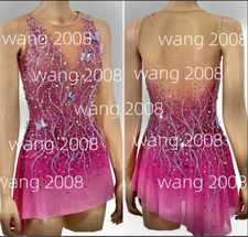 Popuplar Ice skating dress Figure Skating Dance Baton Twirling Costume pink