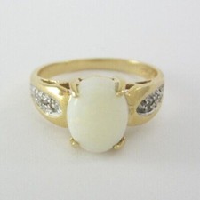 WUNDERSCHÖNER DAMENRING 14K GELBGOLD OPAL & DIAMANT 0,03CT.   3.0G