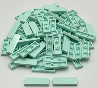 Lego 100 New Light Aqua Tiles Flat Smooth 1 x 3 Parts