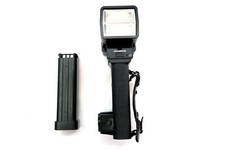 OLYMPUS T45 Electronic Flash With Bracket Grip Handle  Untested NO CHARGER