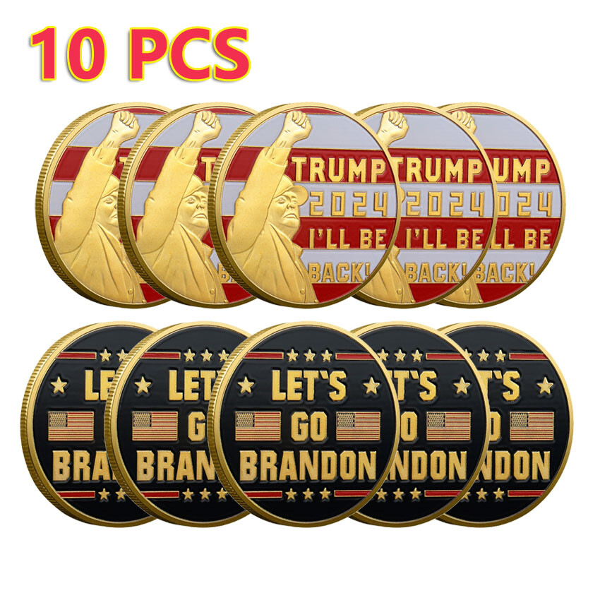 10PCS Commemorative Coin I'll Be Back President Donald Trump Let's Go Brandon