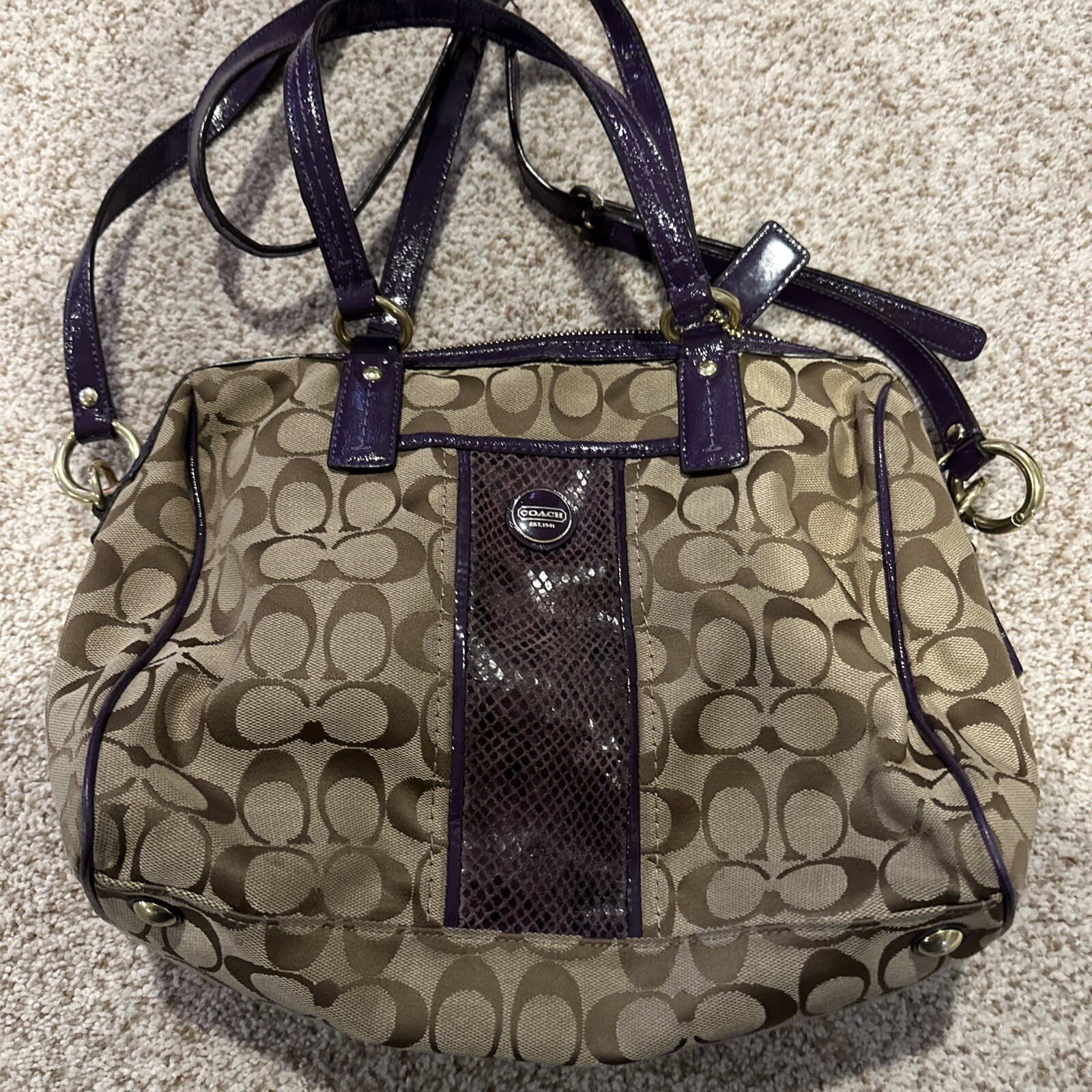 Coach Classic C Logo Tote Handbag in Tan Brown G1380-F24884