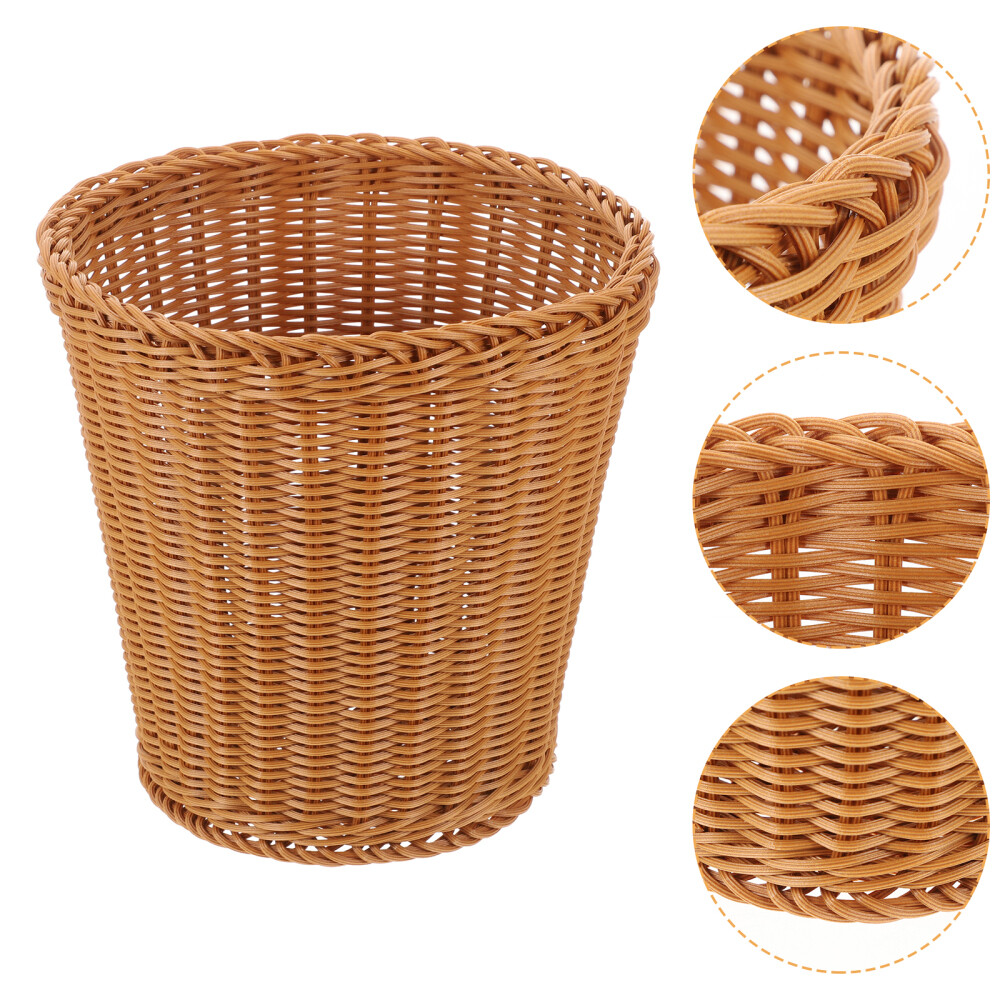 Storage Baskets Kitchen Trash Can Rustic Rattan Bedroom Home Office Woven-image