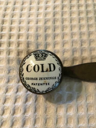 Antique English Cold Porcelain & Brass Faucet Crank 19th C - Picture 3 of 9
