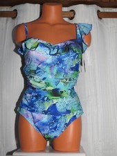 SALE NWT Kenneth Cole 1 Pc Tummy Toner Underwire 1 Shoulder Blue Swimsuit Sz M