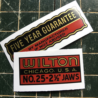 Wilton Vise 25-2 1/2  Decals Red Black On Gold Set 2 For Junior Bullet