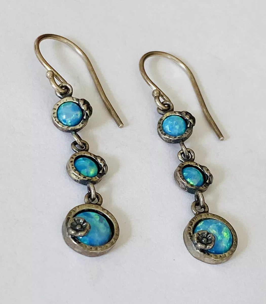 Shablool Didae Israel Sterling Silver Blue Fire Opal Three Stone