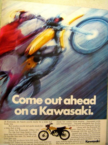 1972 Kawasaki 100cc Enduro G5 Original Print Ad-8.5 x 11" - Picture 2 of 5