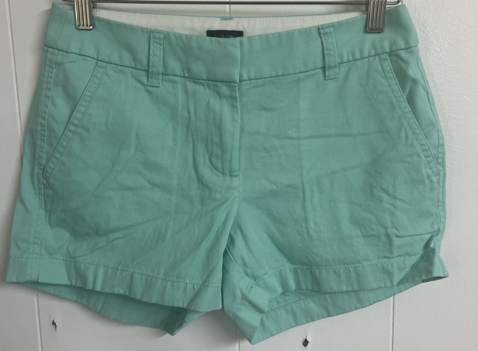 J Crew Women’s Mint Green Heathered Cute Summer Fashion Chino Shorts Size 0