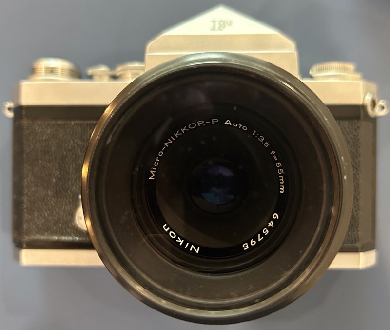 Vintage Nikon F 35mm SLR Camera Kit 50mm f/2 + Micro-Nikkor 55mm Macro