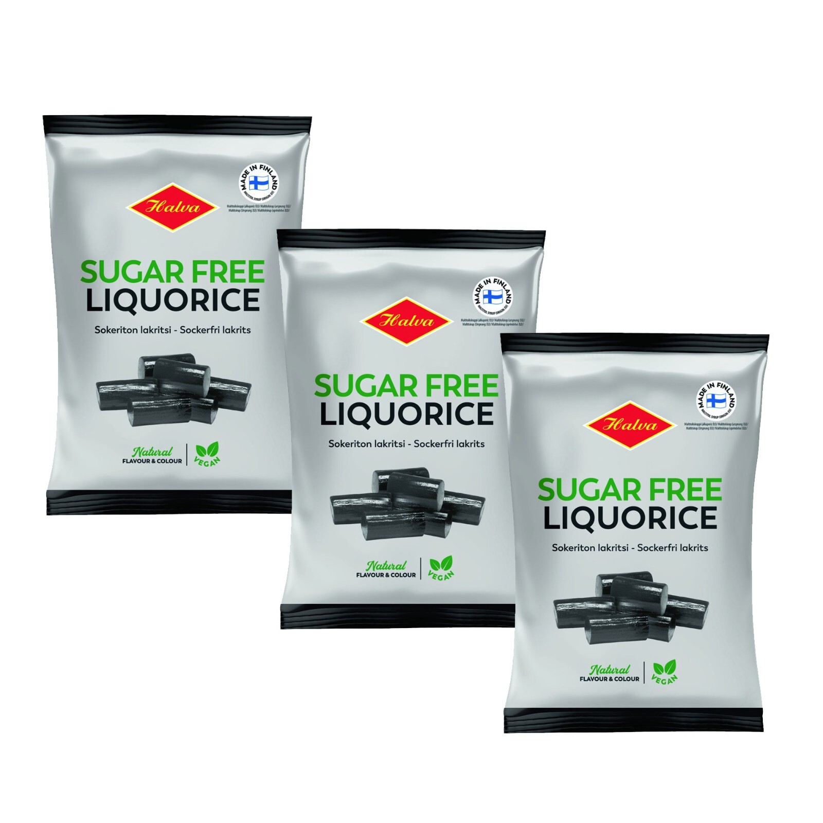 Halva Sugar Free Soft Eating Licorice (Liquorice) 3 x 90g