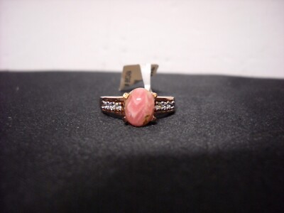 New Karis Rose Gold Bond GdB Rhodochrosite & CZ Ring Women's Size 6.25, #862484
